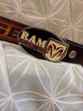 Ram Trucks Logo Belt in Black, Cream & Red